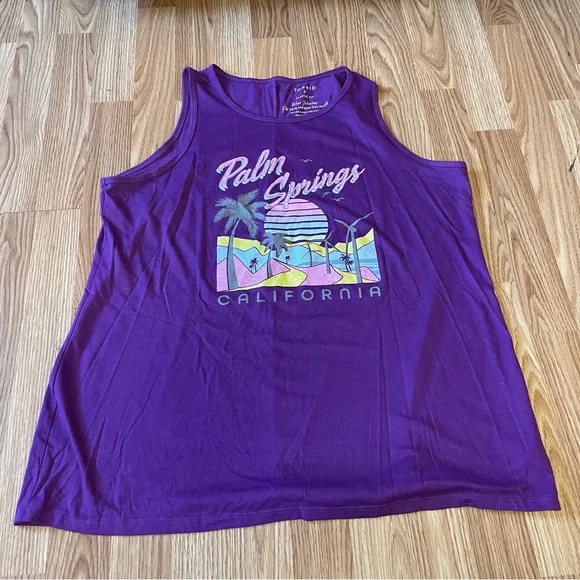 torrid Tops Torrid Purple Palm Springs Graphic Tank Top Size